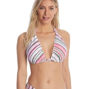 NWT WOMEN'S BIRDSONG Cabana Stripe Triangle Halter Bikini Top 32D